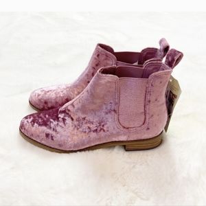 Toms Ella Velvet Chelsea Ankle Bootie Faded Rose Pink Size 7.5